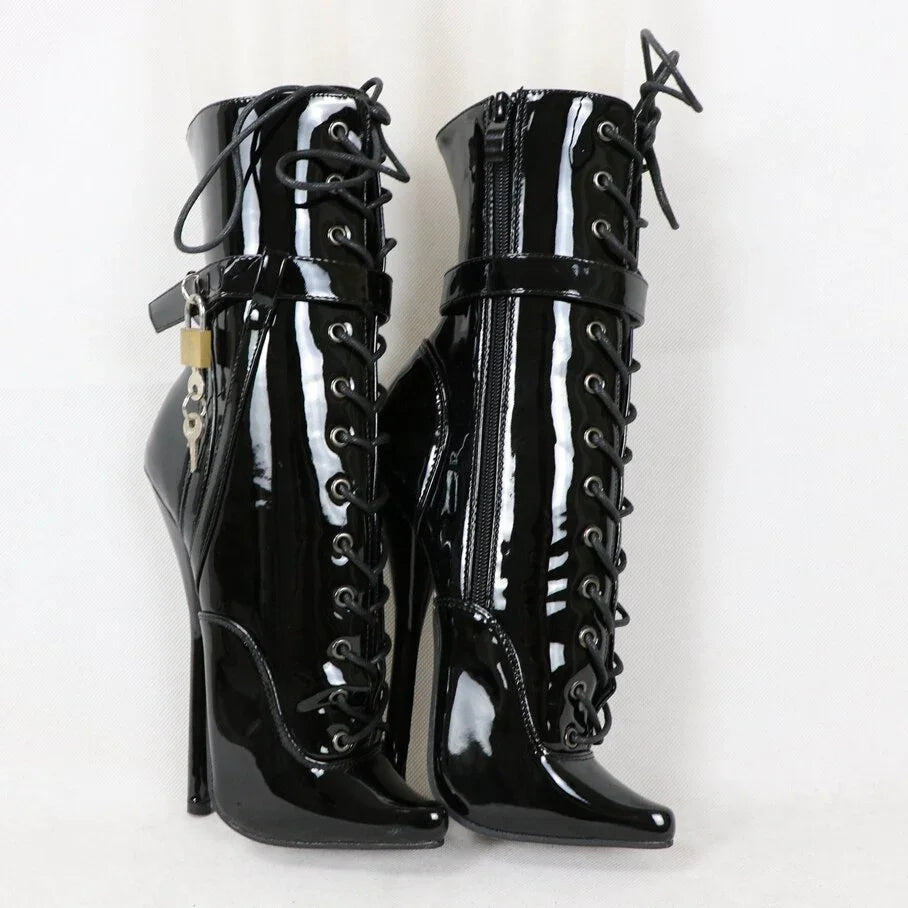 Sorbern Sexy Lockable Ankle Boots For Women Ballet High Heel Stilettos With Chains Sm Shoes Crossdresser Custom Colors