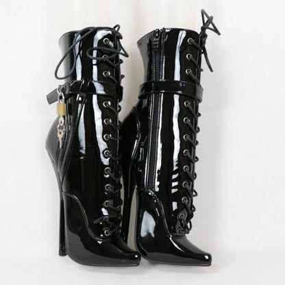 Sorbern Sexy Lockable Ankle Boots For Women Ballet High Heel Stilettos With Chains Sm Shoes Crossdresser Custom Colors