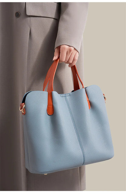 Women's Bag Leather Luxury Designer Shoulder Bag Soft Handbags Large Capacity Crossbody Bags Blue Black Khaki