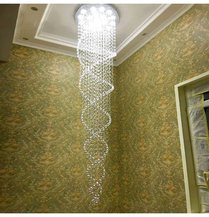 Spiral Crystal LED Ceiling Chandelier Light Bedroom Hall Living Room Suspension Lustre Corridor Staircase Hanging Lamp Fixture