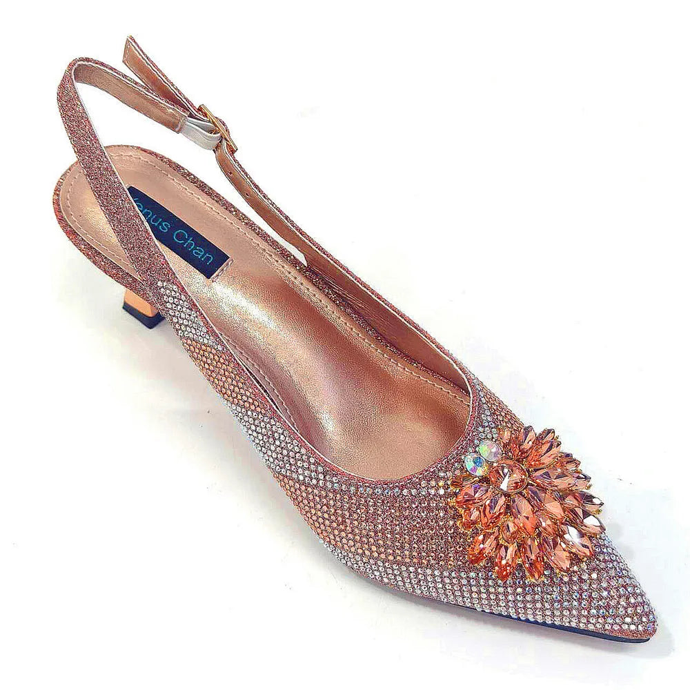Newest Arrivals Special Design Silver Color African Women Shoes and Bag Set Pointed Toe Pumps for Wedding Party