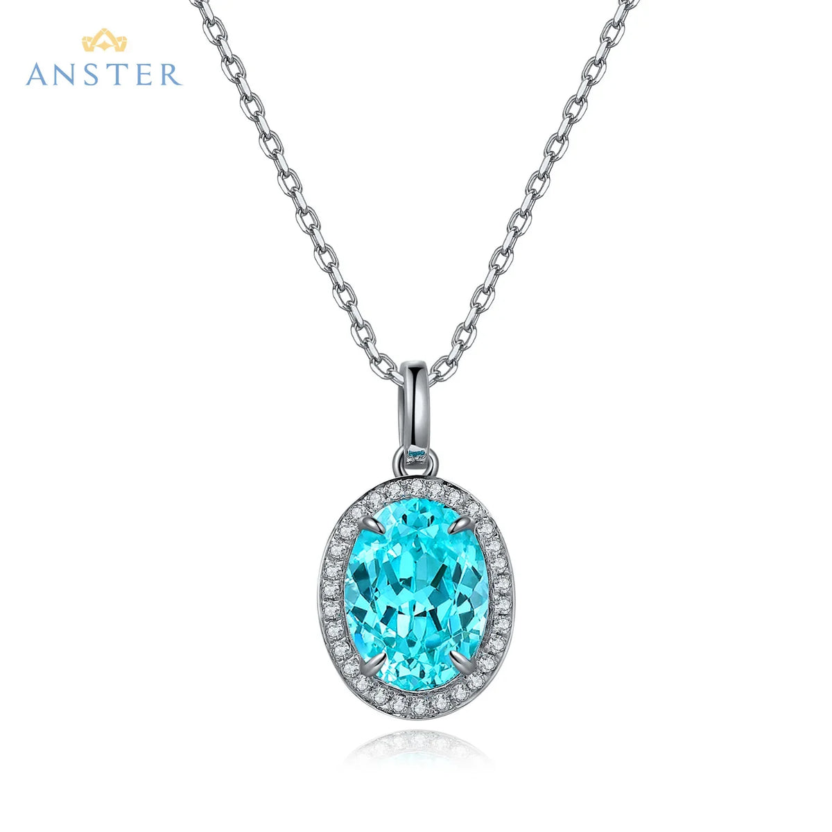 Women Diamonds Pendant Necklaces Charms 925 Silver Lab Paraiba Jewelry