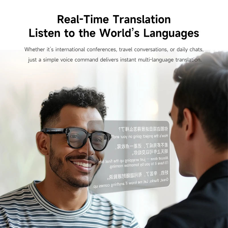 2026 AI Smart Glasses AI Translation Sunglasses Bluetooth Calling Music Player Camera Control Anti-blue Light Glasses  Men Women