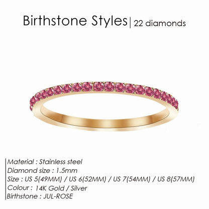 EMANCO Rhinestone Birthstone Stainless Steel Ring Luxury Jewelry Gift 12 Zodiac Sparkling Rings for Women Wholesale US5/6/7/8
