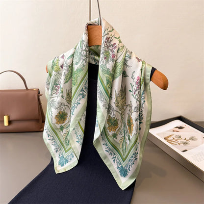 2025 New Paisley Print Silk Scarf for Women Square Hijab Soft Neck Tie Female Fashion Decoration Silk Headscarf 70*70cm Kerchief
