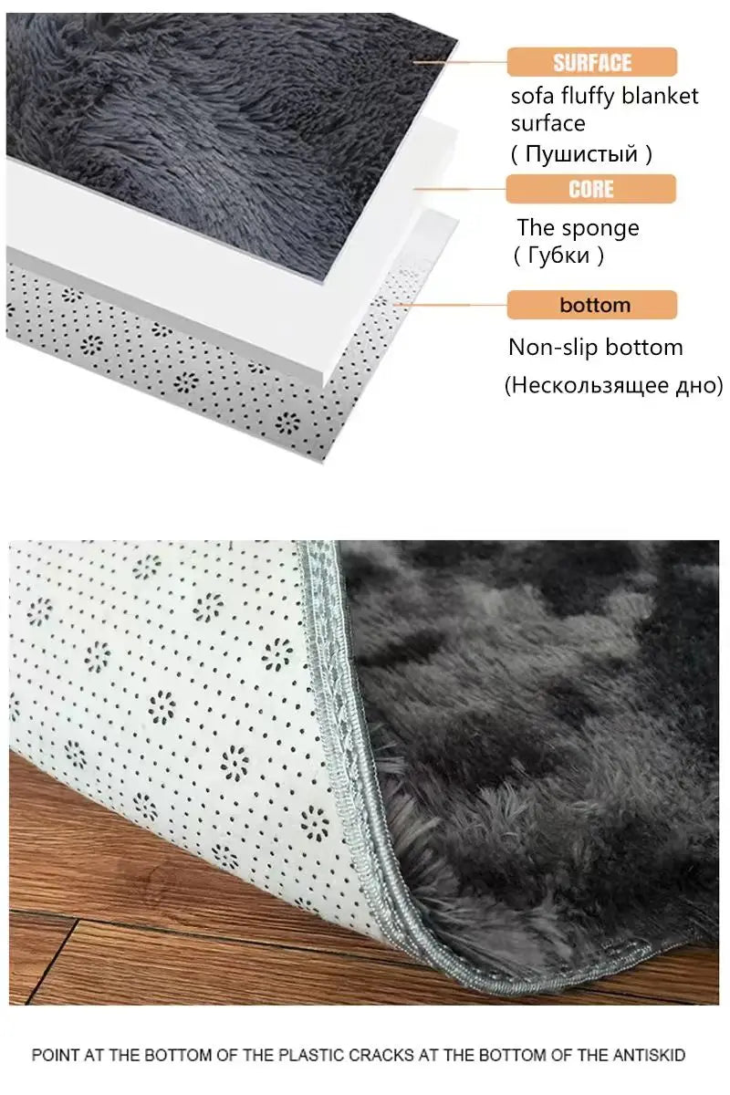 Nordic Ins Wind Tie-dye Gradual Change Silk Plush PV Plush Living Room Coffee Table Mattress Bedside Bedroom Dining Room Carpet