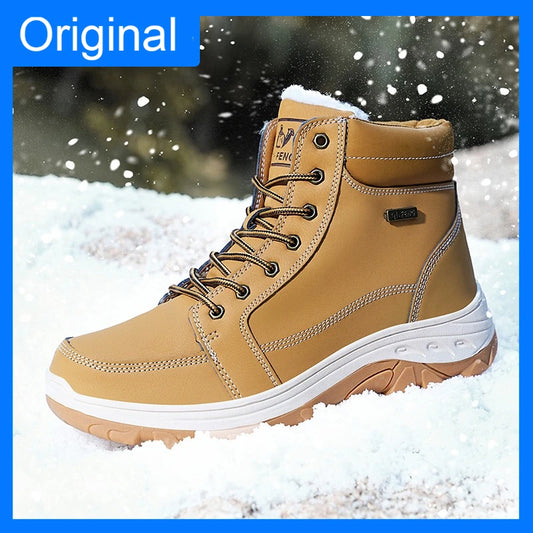 Mens Hiking Shoes New Winter Outdoor Warm Comfortable Plush Snow Boots Anti Slip Walking Durable Camping Hiking Boots Large Size