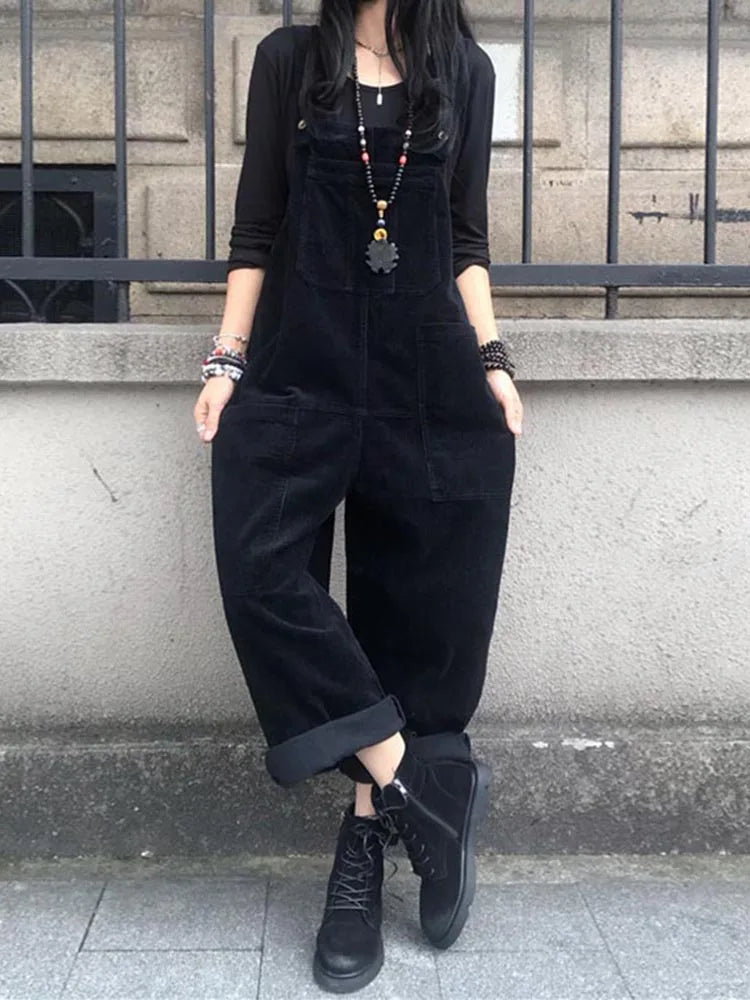 Winter Women Corduroy Jumpsuits Autumn Pants 2024 ZANZEA Casual Suspender Fashion Wide Leg Playsuits  Rompers Streetwear Trouser