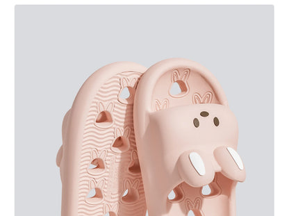 Cute Cartoon Rabbit Indoor Bathroom Slippers For Men Women Summer House Shoes Soft EVA Leaking Style Lovers Home Shower Slides