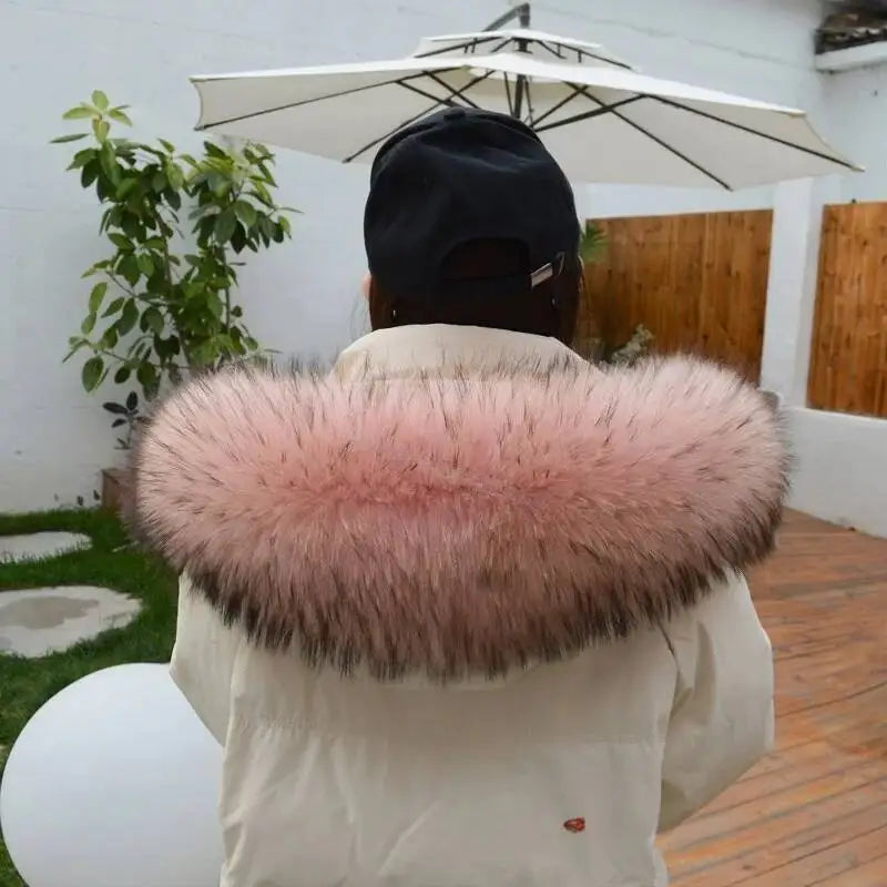 Raccoon Fur Collar Real Fur Down Jacket Parka Fur Collar Natural Fur Hood Trim Fur For Women Warm Wraps Furry Fur Scarf for Coat