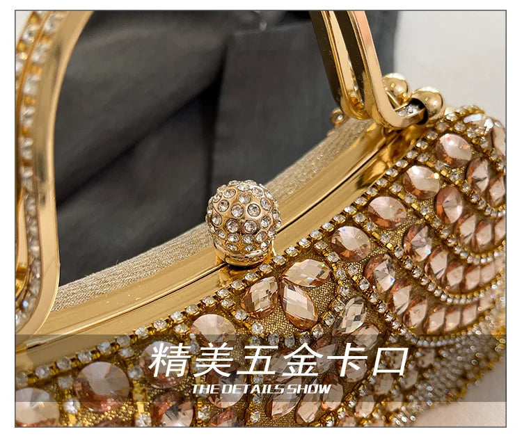 Super Exquisite Diamonds Frame Handbags Gold Silver Hasp Chains Designer New Style Shoulder Bags for Women 2025 Fashion Party