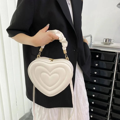 1Pcs Fashion Love Heart Shape Shoulder Bag Small Handbags Designer Crossbody Bags For Women Solid Pu Leather Top Handle Bag