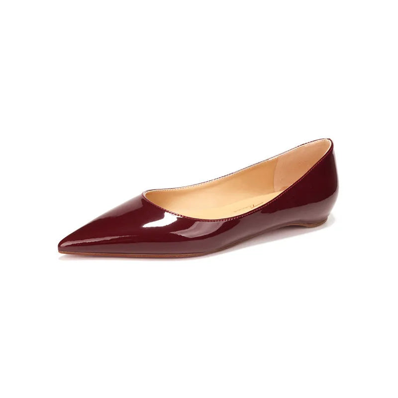 Ladies' inner height increase 3CM flat sole single shoe patent leather solid color versatile casual shallow mouth single shoe