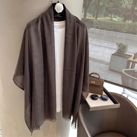 New Long Scarf Women Cotton Scarf Beach Hijab Shawls and Wraps 2026 Luxury Brand Solid Color  Echarpe Designer
