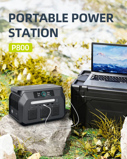 IEE P800 Portable Power Station, 512Wh LiFePO4 generator,1600W Peak Solar Generators, 800 wat power source,2x800W AC Outlets Lightweight & Quiet Solar Generator for Camping, Home Emergency, RV & Outdoor Travel