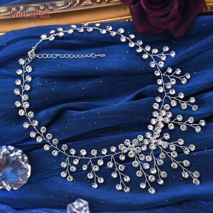 YouLaPan Shiny Crystal Bridal Necklace Ladies Women Collar Chain Choker Wedding Party Rhinestone Brides Accessories HN01