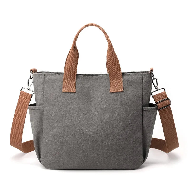 High Capacity Top-Handle Bag For Women Shoulder CrossBody Bag Vintage Canvas Ladies Tote Messenger Bag Female Travel Handbag