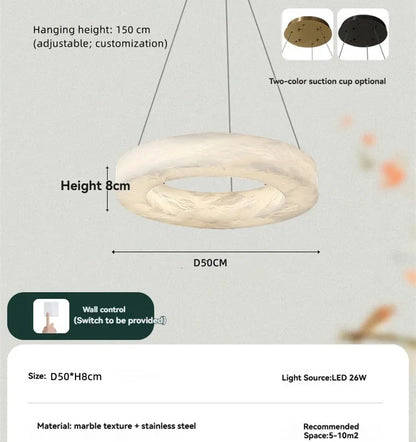 Alabaster Chandelier Spanish Natural Marble Round Hanging Chandeliers For Living Dining Room Loft Bedroom Alabaster Lights