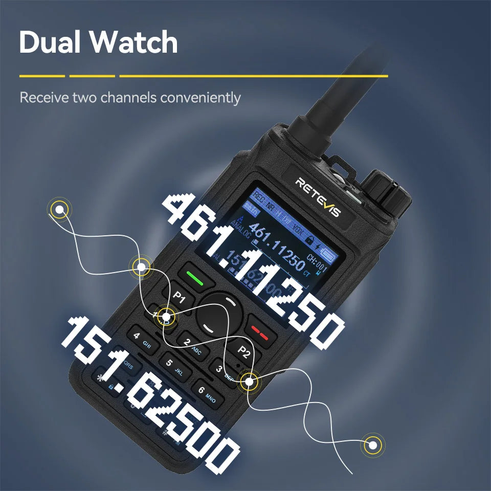 Retevis C62/C2/C22 Walkie Talkie Long Range Communication Radio VHF UHF Ham Radio Station Noise Reduction Group Call Camping