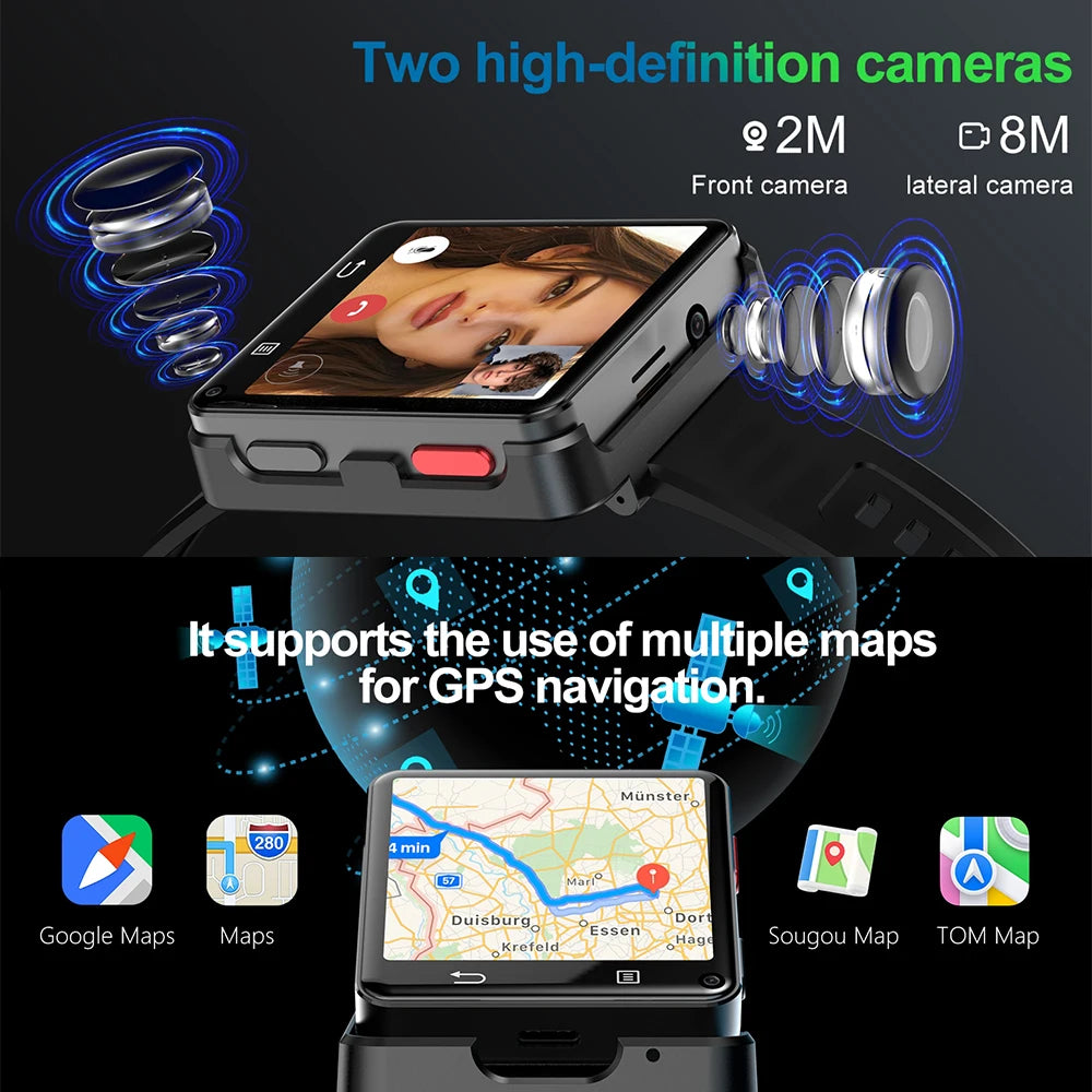 S222 4G Smart Watch Android 11 MTK6761 Quad Core 4GB Ram 64GB Rom Dual Cameras 2.64" Large Screen Detachable WIFI GPS Smartwatch