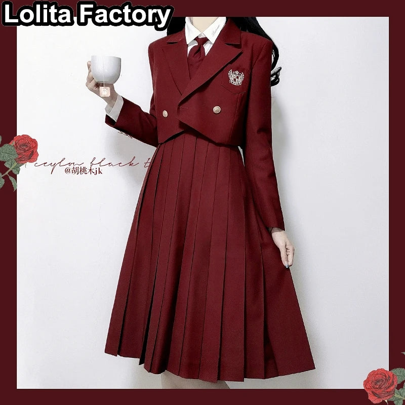 Japanese Women JK Green Blazer Suit skirt coat Harajuku High School Uniform for Students Girl Outwear College Style blazers Suit