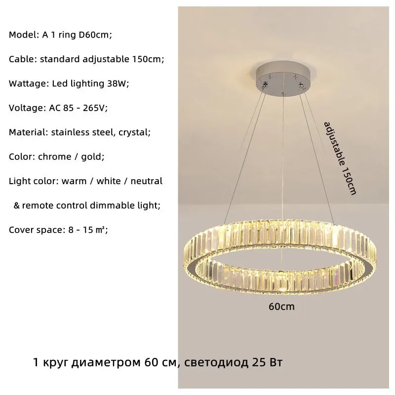 Modern Luxury Led Dimmable Pendant Lights Lustre Living Room Chandelier Lamp Fixtures Foyer Shiny Steel  Luminarias Light