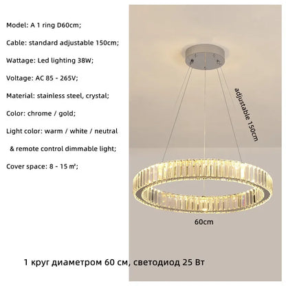 Modern Luxury Led Dimmable Pendant Lights Lustre Living Room Chandelier Lamp Fixtures Foyer Shiny Steel  Luminarias Light