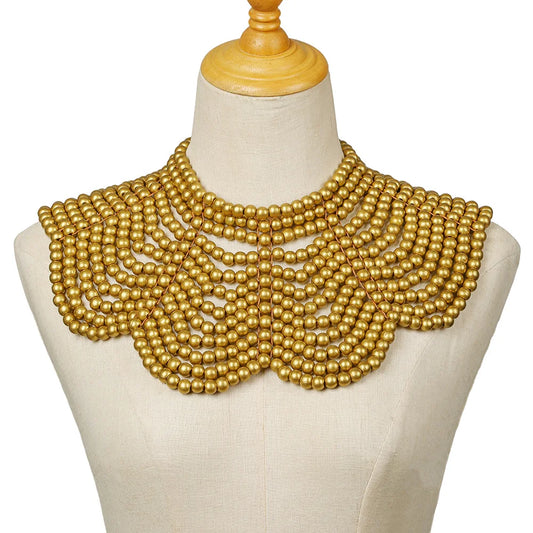 European and American exaggerated multi-layered shawl chain flower shape necklace black banquet jewelry cross-border