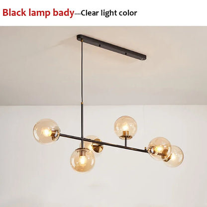 Nordic LED Pendant Lights Modern Hanglamp Glass Ball Light for Living Room Suspension Chandelier Smoke Gold Hanging Lamp Decor