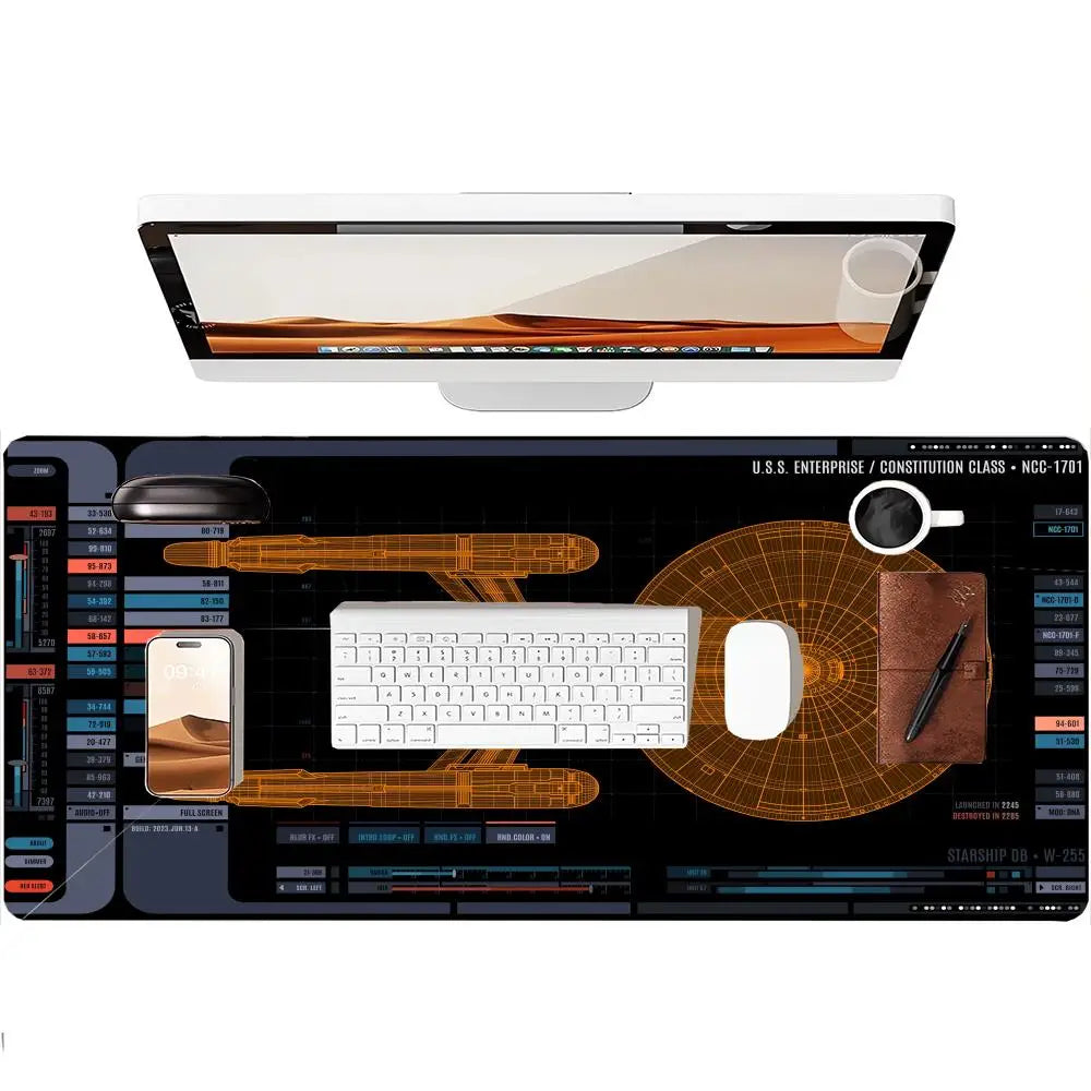 Spaceship Design XXL Gaming Mouse Pad, Non-slip Stitched Edge Desk Mat, Keyboard Mat, Computer Accessories for PC Gamers,100x50