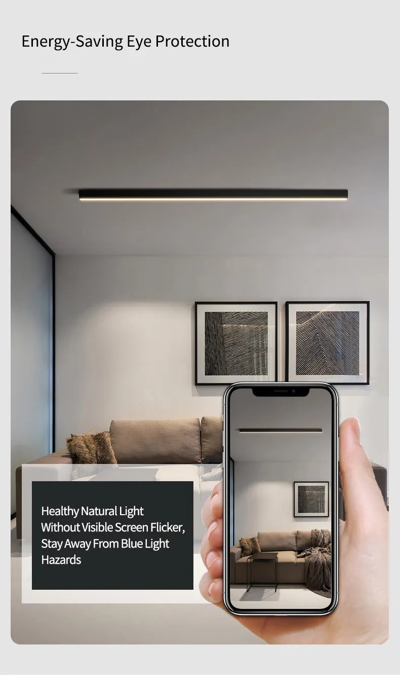 Modern Long Strip Ceiling Light Surface Mounted Minimalist Aisle Lamp Living Room Bedroom Kitchen Home Office LED Lighting