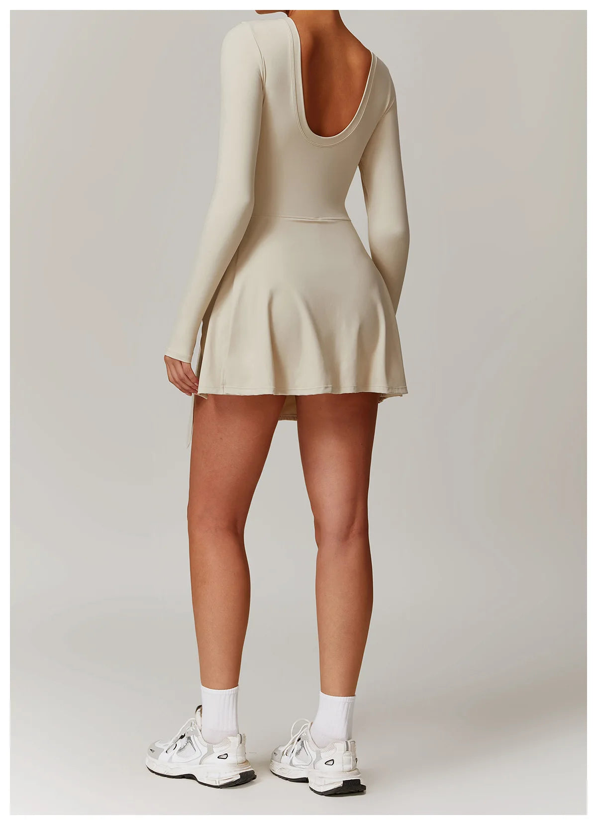 Romper Backless Set Long Sleeved Gym Sports Fitness Bodysuit Siamese Sportswear Women Clothes Jumpsuit Skirt Playsuit Yoga Suit