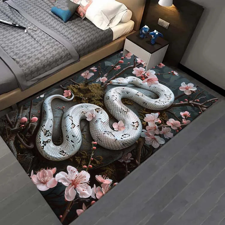 Beautiful White Snake Fashion Print Non-Slip Carpet Door Mat Outdoor Carpet Yoga Mat Bedroom Living Room Dormitory Balcony Decor