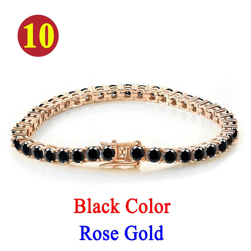 Colorful 3mm Luxury  Certified Moissanite Tennis Chain For Women 925 Sterling Silver Man Moissanite Bracelet Chain Hip hop