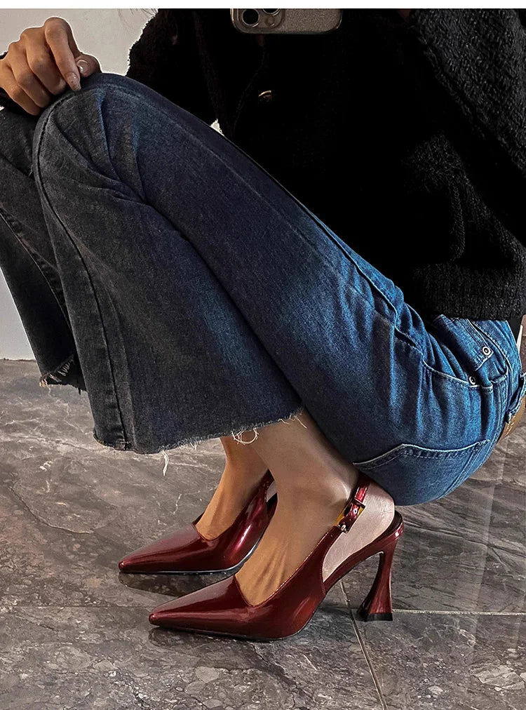 Luxury Designer Summer Women Sandals Fashion Pointed Toe Singbacks Shoes Ladies Elegant High Heel Stripper Sandalias