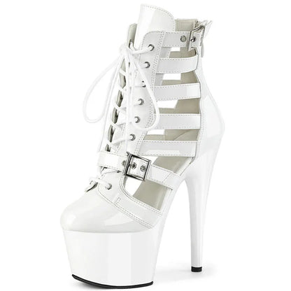 New Roman Hentian high lace-up short boots 13cm 15cm 17cm pole dance high heels fashionable and sexy waterproof platform boots