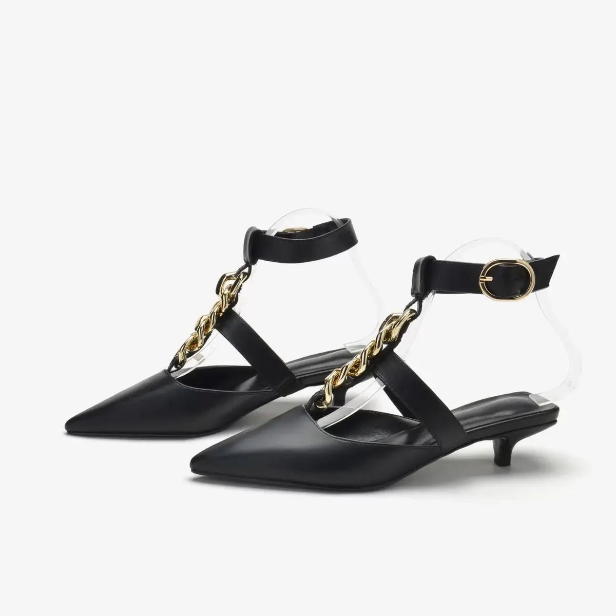 Women's Sandals Summer 2025 Design Metal Chain Adjustable Buckle Female Luxury Heeled Shoes Fashion Party Banquet Heels Ladies