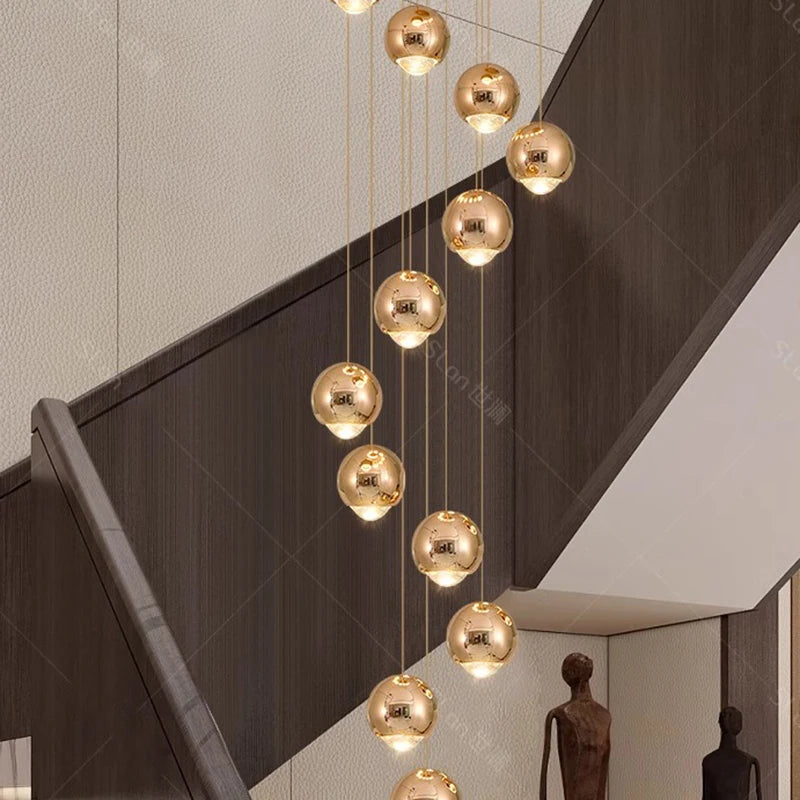 Modern Home Decor LED Lights Pendant Light Lamps for Staircase Chandeliers for Living Room Hanging Light Indoor Lighting