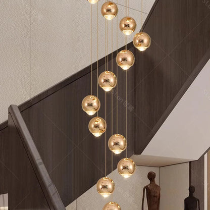 Modern Home Decor LED Lights Pendant Light Lamps for Staircase Chandeliers for Living Room Hanging Light Indoor Lighting