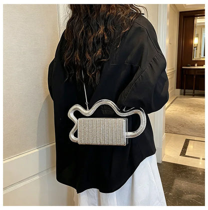 2026 Luxury Designer Women's Shoulder Bags Silver Evening Clutch Bag Trend Clip Party Purse Fashion Crossbody Handbag