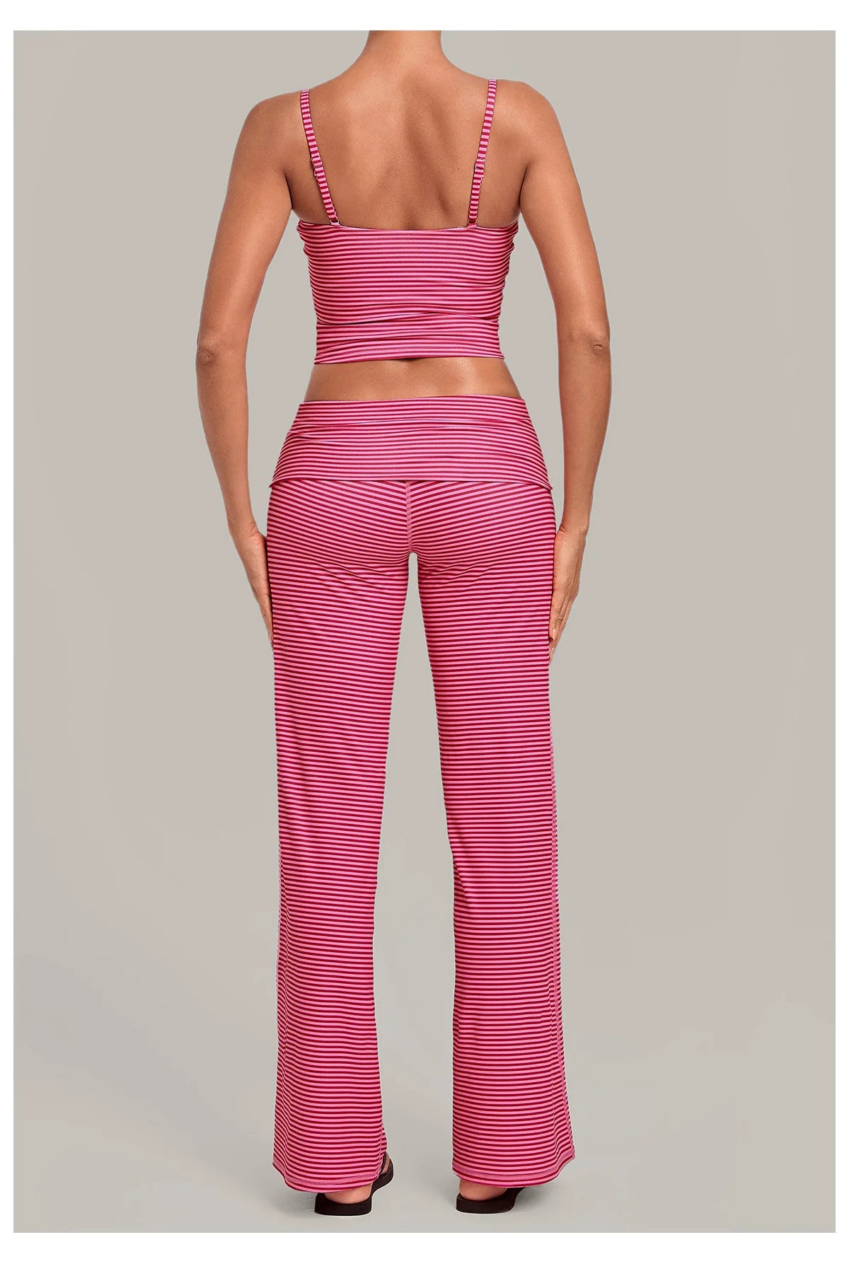 2PCS Stripes And Polka Dots Yoga Suit Women Tracksuits Sports Outfits Gym Clothes Breathable Sports Bra Fitness Flared Pants Set