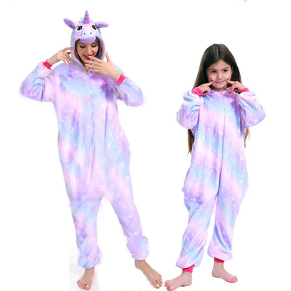 Kigurumi Unicorn Cartoon Onesies Kids Children Animal Pajamas Jumpsuits Women Men Sleepwear Onepiece Anime Cosplay Costumes