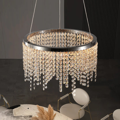 16-inch Luxury Crystal LED Chandelier - Adjustable Height and Color Temperature (3000K-6000K) -Modern Chandelier for Living Room