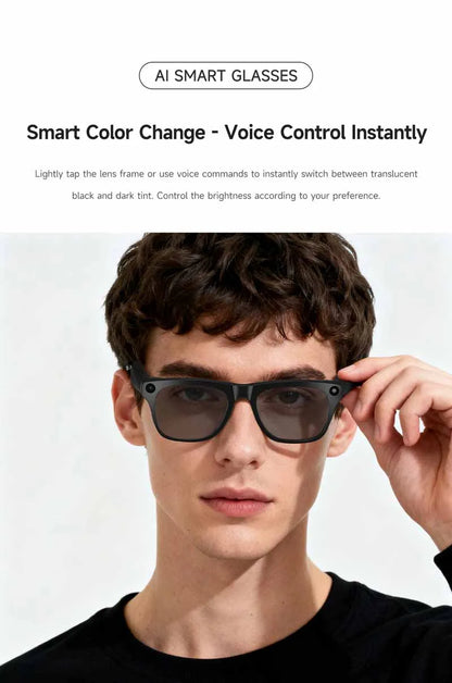 2026 4K HD Color Changing AI Smart Glasses Chat GPT 100MP Camera Bluetooth Call Voice Assistant Control Smart Glasses 2026 New
