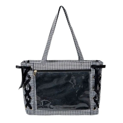 Sweet College Style Ribbon Ita Bag Women Fashion Shoulder Bags Large Capacity Tote Bag For Daily Commuting Transparent Handbag