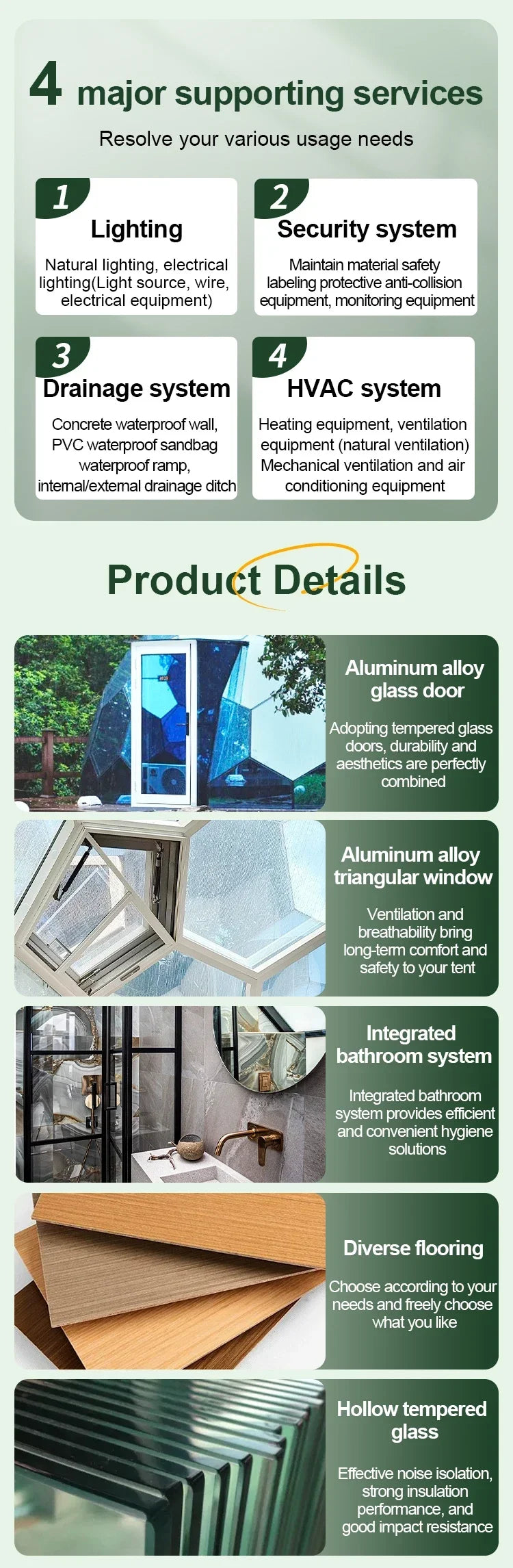 Luxury Transparent Glass Geodesic Dome Tent Aluminum Frame Four Season Outdoor Glamping House Hotel Resort Custom