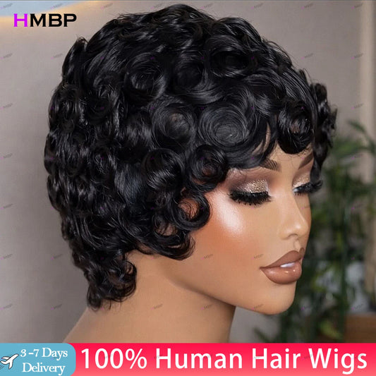 13×4 HD Transparent Lace Frontal Wig Curly Wigs Glueless Lace Frontal Wig Human Hair Ready To Go Preplucked Hair For Women HMBP