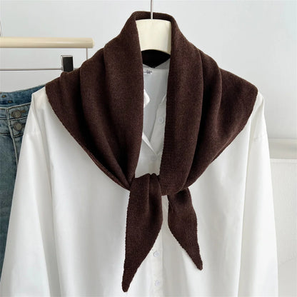 Versatile Knitted Triangle Shawl Solid Winter Scarf Headscarf Women Warm Neck Wrap Casual Layering Scarves for Daily Street Wear