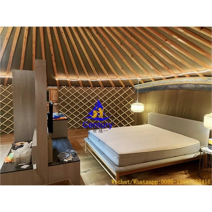 High Quality Steel Frame Outdoor Mongolian Yurt House Geodesic Safari Tents for Camp Site