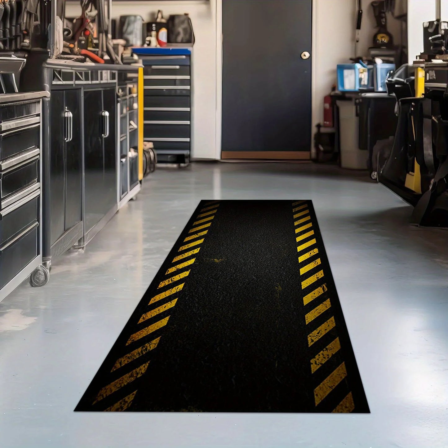 VIKAMA Black Sports Vitality Style Long Carpet Cool Motorcycle Mat for Car And Bicycle Parking